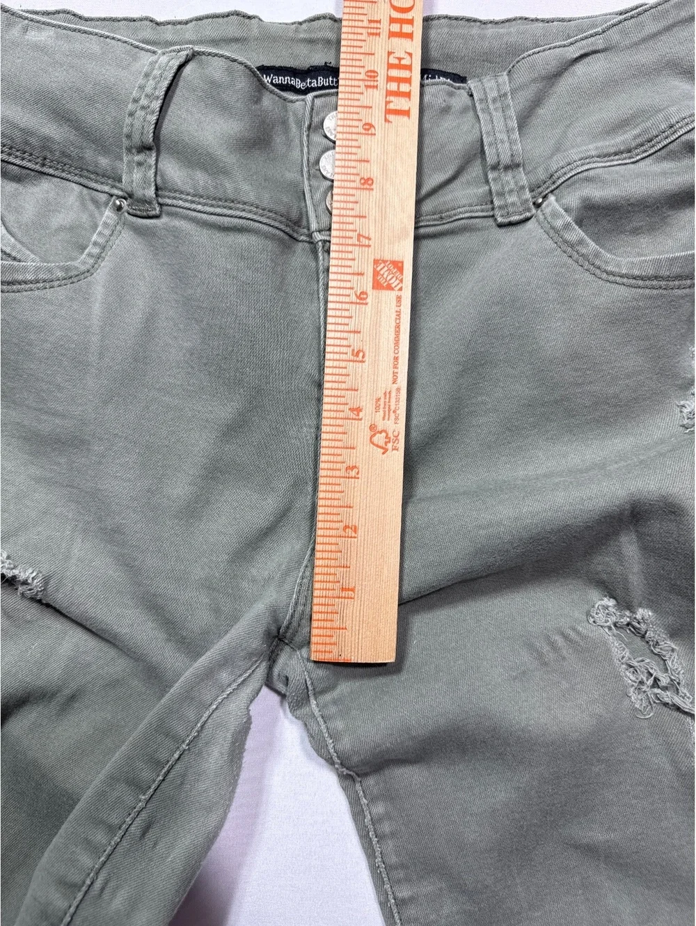 YMI WannaBetaButt? Mid Rise Distressed Green Jeans - Size 13